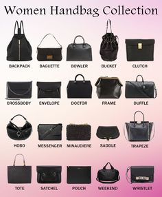 Bag Types Women, Different Types Of Handbags, Different Types Of Bags Handbags, Bag Types Style, Types Of Luggage Bags, Types Of Handbags For Women, Type Of Bags For Women, Luxury Everyday Coach Bags