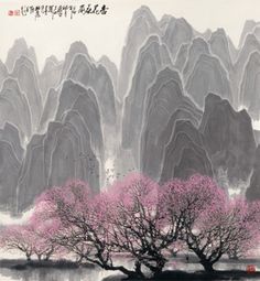 Fine Art Gallery & Du Yingqiang was born in Chenghai County, Guangdong Province in 1939. Chinese Drawings, Chinese Landscape Painting, Chinese Art Painting, Illumination Art, Tinta China, Chinese Landscape, Japon Illustration, China Painting, Peach Flowers