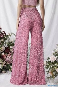 OrcaJump - High Waist Wide Leg Sequin Embellished Celebrities Inspired Trousers Backless Swimsuit, Inspirational Celebrities, Dance Wear, Fashion Shoes, Sleeveless Dress, Sequin, High Waist, Wide Leg, Trousers