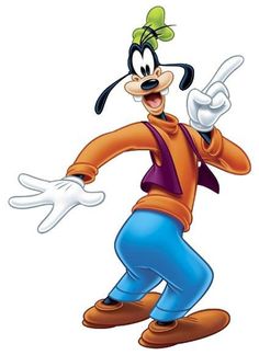 the goofy character is pointing at something