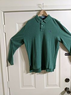 Polo Ralph Lauren Mens Long Sleeve Classic Pullover Spruce Needle Green Sz Med..  GREAT CONDITION... CLASSIC FOR FALL Green Long Sleeve Casual Polo Sweater, Green Long Sleeve Tops With Ribbed Collar, Green Long Sleeve Top With Ribbed Collar, Classic Green Long Sleeve Sweatshirt, Green Long Sleeve Polo Sweater, Green Long Sleeve Cotton Polo Sweater, Vintage Long Sleeve Polo Sweater With Ribbed Collar, Vintage Long Sleeve Cotton Polo Sweater, Vintage Long Sleeve Tops With Ribbed Collar