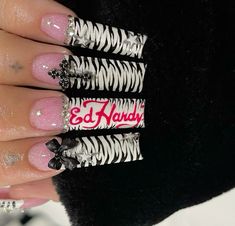 Goth Y2k Nails, Ed Hardy Nails, Mcbling Nails, Nails Y2k, Punk Nails, Y2k Nails, Long Square Acrylic Nails