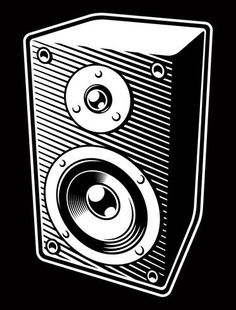 a black and white illustration of a speaker