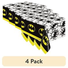 batman themed table cloths with black and yellow designs