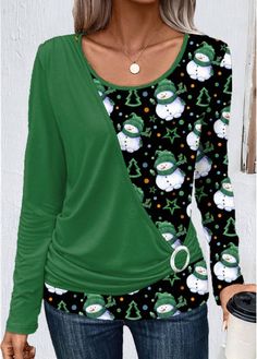 Color:Green;Size:XL;Size:XXL;Package Contents:1 X T Shirt;Occasion:Work;Style:Bohemian; Elegant Dresses Plus Size, Christmas Patchwork, Swimwear Suits, Cheap Christmas, Christmas Green, Brown Outfit, Top Ideas, Green T Shirt, Black Swimwear