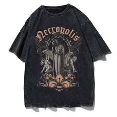 This y2K 90s aesthetic grunge horror Necropolis Devil washed t-shirt is a must-have for any fan of dark fashion. The t-shirt features a large, detailed Necropolis Devil vintage print, and is made from high-quality cotton that is soft and comfortable to wear. The t-shirt is oversized, so it can be worn loose or tucked in, and it is perfect for layering with other clothes. The t-shirt is also available in a variety of colors and sleeve length, so you can find the perfect one to match your personal style. Features: ・Large Necropolis Devil vintage print ・Made from high-quality cotton ・Oversized fit ・Available in a variety of colors Benefits: ・Makes a great statement piece ・Comfortable and versatile ・Can be dressed up or down ・Perfect for fans of y2K 90s aesthetic grunge fashion Guarantee: We a Streetwear Oversized Shirt, 90s Aesthetic Grunge, Y2k Prints, Y2k 90s Aesthetic, Rock Clothing, Gothic Shirts, Grunge Shirt, Emo Y2k, Black Sweats