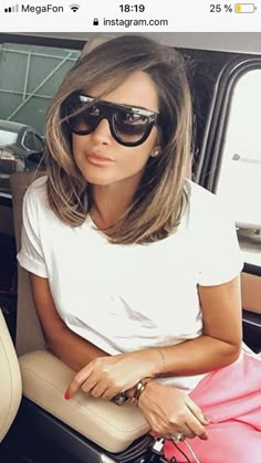 Medium Length Hair With Layers Side Part, 50 Hair, Summer Hair Color For Brunettes, Wearing Sunglasses, Haircut Styles, Happy Hair, Summer Hair Color, Long Bob, Summer Hair