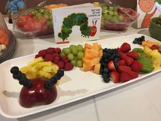 the very hungry caterpillar tray is full of fruit