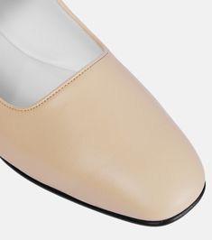 Ava Leather Ballet Flats in White - The Row | Mytheresa Elegant Cream Ballet Flats With Removable Insole, Classic Square Toe Ballet Flats For Office, Classic Cream Pointed Toe Ballet Flats, Beige Square Toe Flats For Formal Occasions, Beige Low Heel Ballet Flats For Formal Occasions, Formal Closed Toe Ballet Flats With Sculpted Heel, Classic Closed Toe Flats With Sculpted Heel, Formal Beige Ballet Flats With Low Heel, Formal Flats With Padded Heel