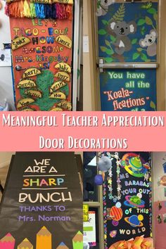 colorful classroom door decorations with words and pictures