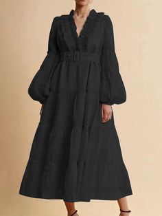 44878631993566|44878632059102|44878632157406|44878632354014 Black Long Sleeve Maxi Dress With Ruffle Hem, Elegant Solid Dress With Ruffle Hem, Elegant Solid Dresses With Ruffle Hem, Elegant Dresses With Ruffle Hem, Chic Fall Maxi Dress Solid Color, Elegant Solid Maxi Dress With Ruffle Hem, Chic Ruffled Maxi Dress For Fall, Elegant Solid Midi Dress With Ruffles, Elegant Solid Color Tiered Maxi Dress