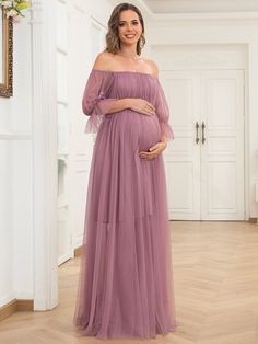 Sheer Off-Shoulder Double Skirt Maxi Maternity Dress morilee dresses, dillards dresses, floryday dresses #dressesforhire #dressesgetpublished #dressesforgirls Dress For Baby Shower, Elegant Maternity Dresses, Maxi Maternity Dress, Floryday Dresses, Tulle Maternity Dress, Maternity Dresses For Baby Shower, Dresses For Pregnant Women, Dress For Baby, Ever Pretty