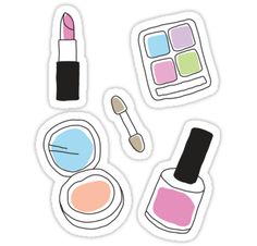 Make Up Drawing, Stickers Makeup, Sticker Make Up, Makeup Stickers Printable, Makeup Clipart Image, Makeup Clipart, Essie Nail Polish Colors, Face Beat Makeup