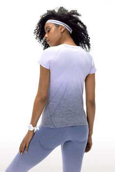 Bring the feels. The Aurora Gradient Short Sleeve Top has a comfy, relaxed silhouette, so you can stay cozy and on-trend from yoga to lounge. Looks so good layered under jackets Aurora Gradient, Gradient Color Design, Lounge Looks, Athleisure Women, The Feels, The Aurora, Yoga Set, Stay Cozy, Sweater Coats