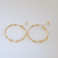 "These gold hoop earrings were made as a special order for R, a special client of mine. She was inspired by a ring I made and was asking for a large hoop earrings. She knew exactly what she wanted; 14k gold earrings - the weight, the size, the type of closure....It is easy and hard at the same time to work with someone who knows what she wants, but the result came out beautiful. I think these gold hoop earrings are gorgeous and very special Despite their apparent size, they are gentle yet heard Formal Gold-tone 14k Gold Hoop Earrings, Ornate Yellow Gold Hoop Earrings With Intricate Design, Ornate Yellow Gold Hoop Earrings, Earrings Gold Hoops, Elegant Gold-tone 14k Gold-filled Hoop Earrings, Hoop Earrings Large, Luxury Gold-tone Brass Hoop Earrings, Hoop Earrings Gold, Yellow Gold Earrings