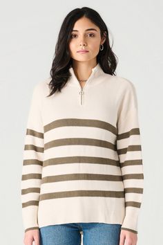 VISCOSE, POLYESTER, NYLON Checkered Scarf, Half Zip Sweater, Formal Dress Shops, Sweater Cream, Quarter Zip Sweater, Cardigan Shirt, Striped Scarves, Half Zip Sweaters, On Repeat