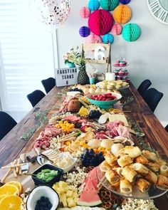 a long table filled with lots of food