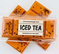 several pieces of iced tea are wrapped in plastic