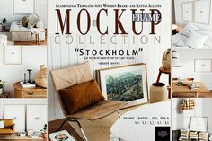 the cover of a magazine with pictures of furniture and decor on it's walls