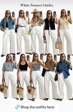 Khaki Trousers Outfit Women Casual, Modest Summer Outfits Pants, High-waisted Beige Pants For Summer, Nude Trousers Outfit, High-waisted Cream Pants For Summer, Summer Khaki Wide-leg Pants, Cream Wide-leg Pants For Summer, Beige Wide-leg Summer Pants, Tan Linen Pants Outfit