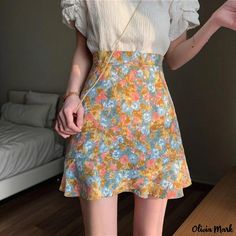 Olivia Mark - Floral High-Waisted Midi Skirt with a Flattering Mermaid Style Satin Pencil Skirt, High Waisted Floral Shorts, Fishtail Skirt, Skirts Midi High Waisted, Elastic Waist Skirt, High Waisted Pencil Skirt, Knit Midi Skirt, Work Skirts, Workwear Fashion