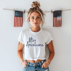 Celebrate your summer parties and the 4th of July in our cute and patriotic Miss Americana Comfort Colors T-Shirt. Our trendy Americana graphic tee is the perfect addition to your summer wardrobe. Makes great gifts for Taylor fans too! Comfort Colors garment-dyed t-shirt; a fully customizable tee made 100% with ring-spun cotton. The soft-washed, garment-dyed fabric brings extra coziness to your wardrobe while the relaxed fit makes it an excellent daily choice. The double-needle stitching throughout the tee makes it highly durable while the lack of side-seams helps the shirt retain its tubular shape.  .: The Comfort Colors 1717 tee is made with medium fabric (6.1 oz/yd² (206.8 g/m consisting of high quality, 100% ring-spun US cotton for long-lasting comfort. .: The relaxed fit keeps the wea Miss Americana Outfit, Patriotic Shirts, Trendy Tshirts, Graphic Tees Women, Summer Shirts, Dye T Shirt, Summer Wardrobe, Graphic Shirts, Workout Shirts