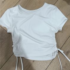 Cropped Tshirt With Ties On Side. Brand New Never Worn Cropped Tshirt, Cropped T Shirt, Crop Tshirt, Things To Buy, Shirt Color, Dream Closet, Colorful Shirts, Color White, Womens Tops