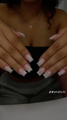 White Sparkly Nails, Bollywood Love, Stunt Doubles, Film Cinema, French Acrylic Nails, Classy Acrylic Nails