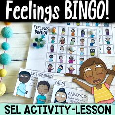 feelings bingo game for kids to practice self - centered feelings with the words feelings and feelings