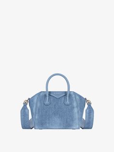 Antigona Toy bag in washed denim | Givenchy US | Givenchy Luxury Denim Bag With Double Handles, Luxury Denim Bags With Double Handle, Luxury Denim Tote Bag, Luxury Denim Shoulder Bag With Double Handle, Luxury Denim Double Handle Shoulder Bag, Luxury Denim Shoulder Bag, Luxury Denim Blue Bag For Daily Use, Luxury Denim Shoulder Bag With Detachable Strap, Denim Blue Leather Shoulder Bag For Daily Use