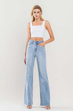 90's Stretch Vintage Flare Jeans 90s Inspired High Waist Relaxed Fit Jeans, Retro High Rise Flare Jeans For Spring, 90s Inspired Wide Leg Denim Bottoms, 90s Inspired Wide Leg Denim Jeans, 90s Style Wide Leg Medium Wash Jeans, 90s Inspired Straight Leg Spring Bottoms, Retro High-rise Denim Jeans, Casual Mid-rise Flare Jeans With Belt Loops, 90s High Rise Flare Jeans In Denim Blue