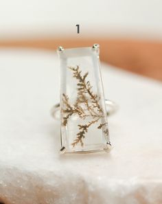 These gem grade dendritic quartz rings have beautiful fern inclusions. Each ring is one of kind. Dendritic quartz is known to help promote growth and clarity. It can be used to help purify negative energy and promote growth in business or personal relationships. Stone: Natural Dendritic Quartz Option 1 - 29mm x 12mm x 6mm Option 2 - 20mm x 12mm x 5mm Option 3 - 28mm x 16mm x 7mm Option 4 - 25mm x 25mm x 5mm Option 5 - 25mm x 20mm x 5.5mm Option 6 - 30mm x 18mm x 6mm ❥ Setting: 925 sterling silve Positive Energy Crystals, Dendritic Quartz, Custom Birthstone Ring, Writing Gifts, Crystal Ring, Quartz Ring, Energy Crystals, Crystal Rings, Birthstone Ring