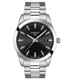 From the T-Classic Collection by Tissot&#x2C; this Men's watch features:Stainless steel strap with butterfly clasp with push-buttons closureStainless steel round caseScratch-resistant sapphire crystal dialSwiss quartz movementapprox. 40 mm case sizeWater-resistant approx. 10 bar (100 m/330 ft)2 Years of WarrantyT-Classic collectionDate WindowBattery Type Renata 371Imported. Tissot Gentleman, Tissot Mens Watch, Gentleman Watch, Swiss Watch Brands, Tissot Watches, Helzberg Diamonds, Rolex Oyster Perpetual, Luxury Watches For Men, Stainless Steel Band