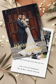 a wedding card with the words merry and married on it