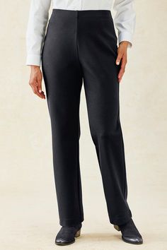 Ponte Perfect® Holly Pants Comfort Stretch Full-length Bottoms For Workwear, Fall Pants With Comfort Stretch And Straight Hem, Comfort Stretch Bottoms With Straight Leg, Classic Business Casual Bottoms With Comfort Waistband, Comfortable Pull-on Style Bottoms For Workwear, Comfortable Tapered Leg Workwear Bottoms, Comfort Stretch Pants With Straight Hem For Fall, Versatile Comfort Stretch Pants With Straight Hem, Comfortable Workwear Pants With Elastic Waistband