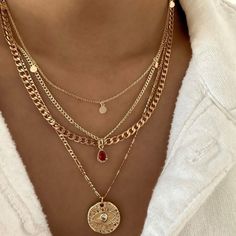 Summer Gold Jewelry Aesthetic, Stackable Gold Necklaces, No Tarnish Jewelry, Gold Chain Stack, Tarnish Free Gold Jewelry, Necklace Stacks Gold, Gold And Silver Necklaces Layered, Necklace Stack Ideas, Necklace Stack Gold