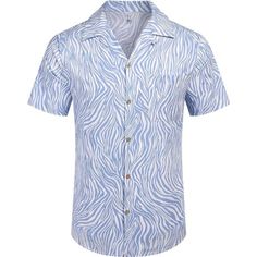 New Product 70%Rayon30%Linen Button Closure Hand Wash Only High Quality Fabric --- The Mens Button Down Shirts Short Sleeve Made Of Lightweight And Soft Cotton Fabric, Give You Comfortable And Nature Skin Feel. If You Like To Be Looser, Please Choose Next Size. Stylish Floral Design --- The Men Cotton Linen Shirts Designed With Print Flower Style, Classic Regular Fit, Turn-Up Collar, Button-Down Closure And Left Chest Pocket. Occasion --- The Mens Casual Cotton Shirts Is Suitable For All Occasio Light Blue Button Closure Shirt For Vacation, Light Blue Summer Shirt With Button Closure, Single Breasted Relaxed Fit Summer Shirt, Single Breasted Relaxed Fit Shirt For Summer, Relaxed Fit Single Breasted Shirt For Summer, Casual Single Breasted Summer Shirt, Blue Button-down Shirt For Vacation, Summer Single Breasted Button-up Shirt, Casual Single-breasted Summer Shirt