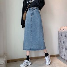 SPECIFICATIONS Material: Cotton,Polyester Gender: WOMEN Fabric Type: Denim Dresses Length: Mid-Calf Size S:Waist:64cm,Hip:89cm,Length:80cm M:Waist:68cm,Hip:93cm,Length:81cm L:Waist:72cm,Hip:97cm,Length:82cm XL:Waist:76cm,Hip:101cm,Length:83cm Notes: the Error within 3 cm due to manual measurement(Unit: 1 inch = 2.54 cm, 1 cm = 0.39 inch) Black Denim Midi Skirt, Jean Pencil Skirt, Vintage Denim Skirt, High Waist Long Skirt, Long Denim Skirt, Skirt Y2k, Denim Skirt Women, Denim Midi Skirt, Streetwear Women