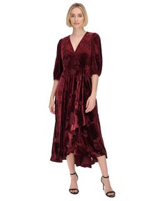 out of stock Burgundy Velvet Dress, Burgundy Velvet, Calvin Klein Woman, Maxi Wrap Dress, Velvet Dress, Calvin Klein, Wedding Ideas, Pick Up, In Store