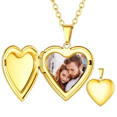 PRICES MAY VARY. 💗💗【Custom Photo Locket Necklace】Customized lockets for women that hold pictures.Heart locket necklace with picture inside and engrave Name,Birthday,Letter,Initial,Symbol,Faith,Inspirational words on the other side.Personalized photo necklace is the best sentimental gifts, if you want to touch the heart of your loved ones and impress them beyond expectations. ✍【Custom Heart Locket Necklace Steps】①Start by "Customize Now" button--②Upload your image--③Select the Font,Input Text/L Text Letters, Birthday Letter, Angel Wings Heart, Forever In My Heart, Picture Locket, Perfect Gift For Girlfriend, Picture Necklace, Photo Gold, Photo Locket Necklace