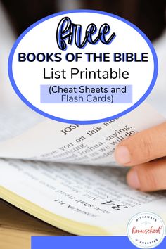 a person reading a book with the title free books of the bible list printable