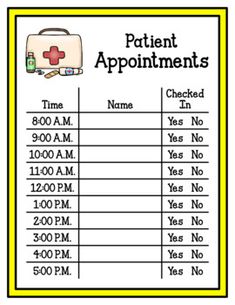 the patient appointment form is shown in yellow and white, with an image of a suitcase