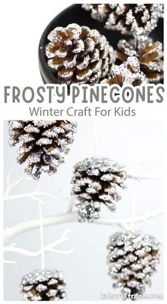 These pretty pinecones are super frosty, super sparkly and super fun for little hands to make! ​ ​A wonderful Winter pinecone craft for kids. 
​#kidscraftroom