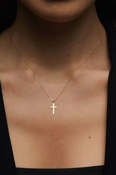 "High quality cross necklace for everyday wearing. 14k Solid Gold Cross Necklace for Women / Cross Necklace Gold / Best friend Necklace Gift / Gold Necklace / Gift for Mom *60 Day Return Policy We are committed to your satisfaction. Engraved or non-engraved; if you are not happy with your choice, return it in original condition within 60 days. ITEM DETAILS Material: Cross Necklace is 14K Solid GOLD ( not filled or plated).  * Gold Necklace Chain Length: 18\" inch (45cm)  * Chain Width: 0,65mm * 14k Gold Cross Pendant Jewelry For Everyday, Crucifix Clavicle Chain Jewelry For Gift, Everyday 14k Yellow Gold Cross Necklace, Crucifix Clavicle Chain Jewelry Gift, 14k Gold Cross Clavicle Chain Necklace, Crucifix Charm Necklaces For Gifts, Gift Crucifix Charm Necklace, Elegant Gold Cross Necklace For Mother's Day, Elegant Personalized Crucifix Necklace