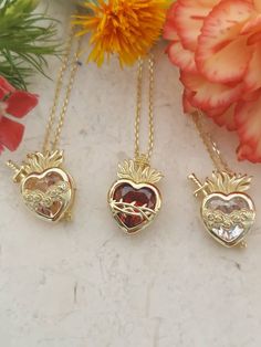 14kt Gold Filled Over 925 Sterling Silver Sacred Heart of - Etsy Hispanic Jewelry, Mother Necklaces, Immaculate Heart Of Mary, Sacred Hearts, Heart Of Mary, Immaculate Heart, Sacred Heart Of Jesus, Catholic Jewelry, Heart Of Jesus