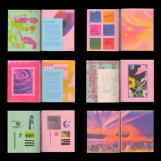 an assortment of notebooks with different designs on them