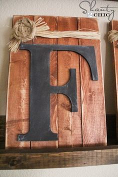 the letter f is made out of wood and rope