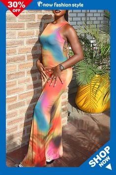 Ombre Print O Neck Sleeveless Vacation Wrap Boho Beach Maxi Dress Boho Wrap Dress, Ombre Print, Denim Jacket With Dress, Dress For Summer, Beach Maxi Dress, Maxi Dress Wedding, Maxi Dress Online, Lace Dress Long, Loose Outfit