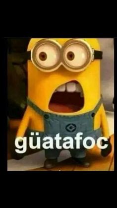 a minion with the words guatafoc on it's chest and eyes