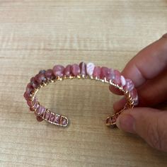 Pretty In Pink! Rhodochrosite Has Banding And Deep Pink Wrapped In 18k Gold, It Will Soon Become Your Favorite!! Pink And Silver Jewelry, Pink Rhodochrosite, Pink Wrap, Wire Jewelry Designs, Wedding Rituals, Wire Bangles, Pink And Silver, Gold Overlay, Handmade Wire Jewelry